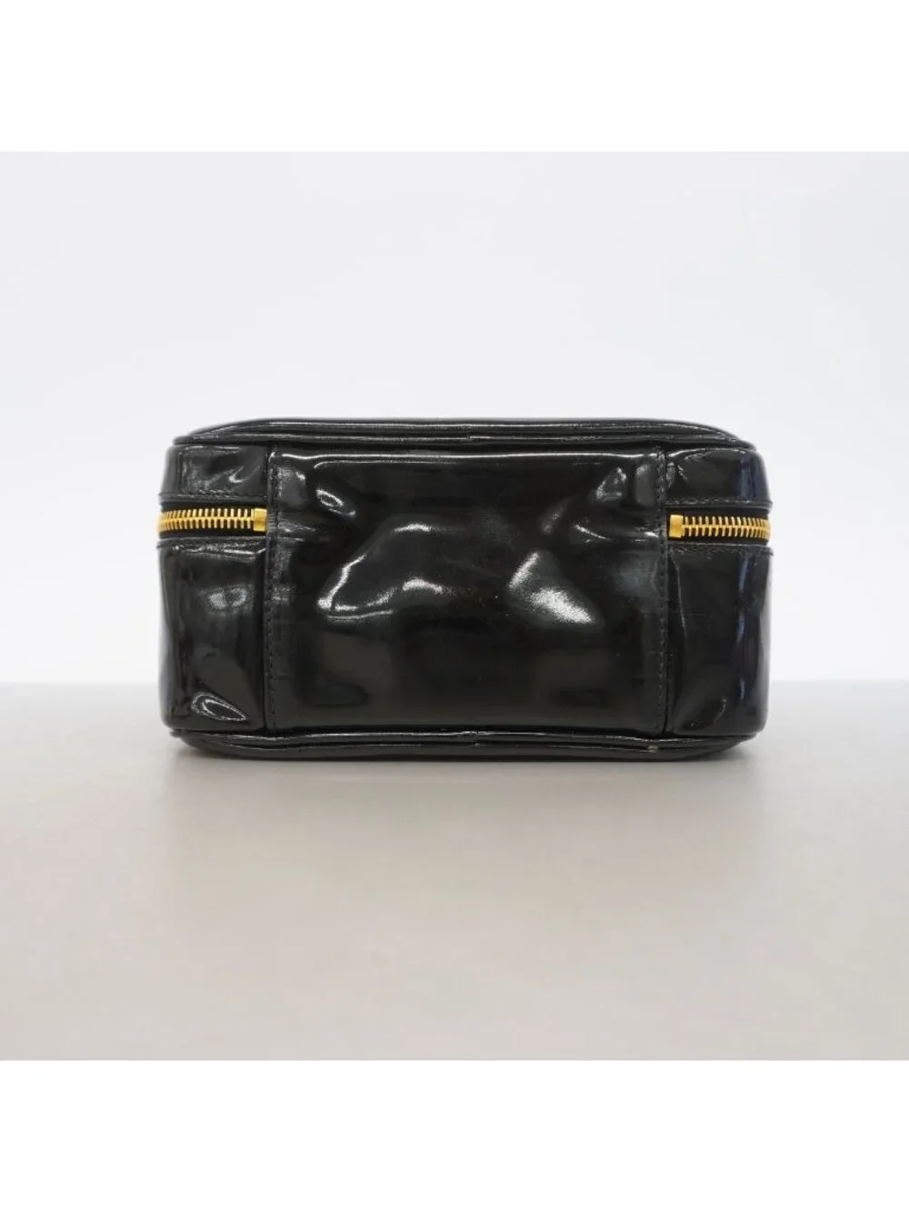 Chanel Vanity Bag Patent Leather Black Gold 2-Way Bag